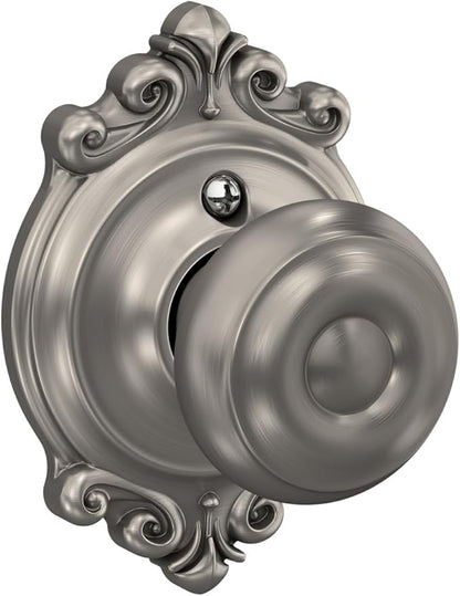 SCHLAGE F10 GEO 619 BRK Brookshire Collection Georgian Passage Knob, Satin Nickel
