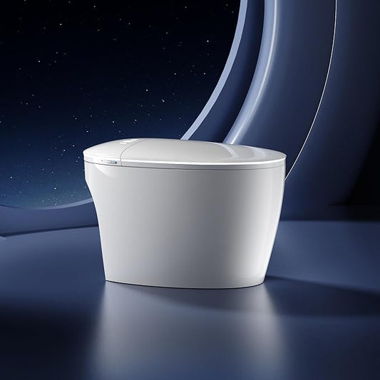 Smart Toilet with Built In Luxury Bidet, Heated Seat,Warm Water and Dryer, Elongated Egg Shape Japanese Toilet with Auto Flush, Auto Open and Close Lid, TEMP Display