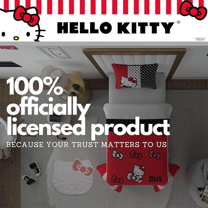 Hello Kitty Non-Slip Bathroom/Bedroom Area Rug, 34.75" x 30” Non-Slip Tufted Mat, (Officially Licensed Product) by Franco Collectibles