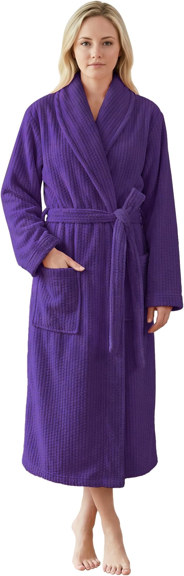 PJGGZ Women's Shawl Collar Bathrobe, Soft Long Towel Robes for Women - Super Absorbent Quick Dry yet Warm