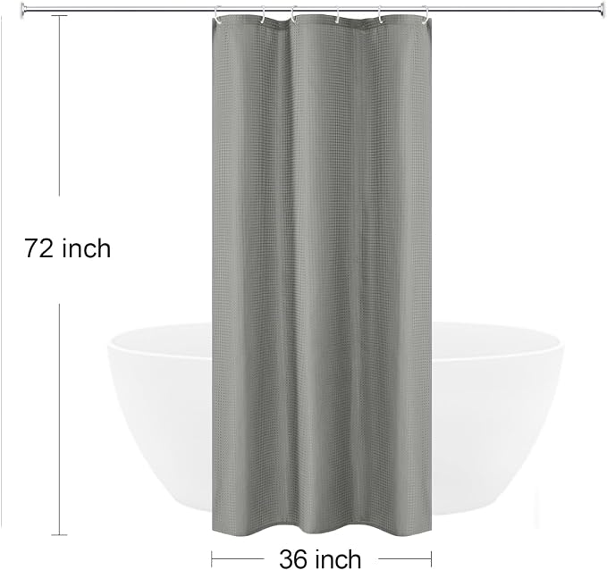 Small Stall 230GSM Grey Shower Curtain, 36 x 72 | 230GSM Narrow Half Fabric Shower Curtain for Bathroom, Water Repellent, Machine Washable