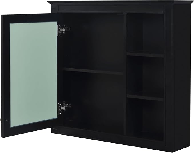 Merax 30 Inch Bathroom Vanity with Sink Set, Modern Bathroom Vanity Storage Cabinet with Matching Mirror Medicine Cabinet, Solid Wood Frame，Painted Finish, 2 Drawers and 1 Tip-Out Drawer, Black