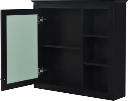 Merax 30 Inch Bathroom Vanity with Sink Set, Modern Bathroom Vanity Storage Cabinet with Matching Mirror Medicine Cabinet, Solid Wood Frame，Painted Finish, 2 Drawers and 1 Tip-Out Drawer, Black