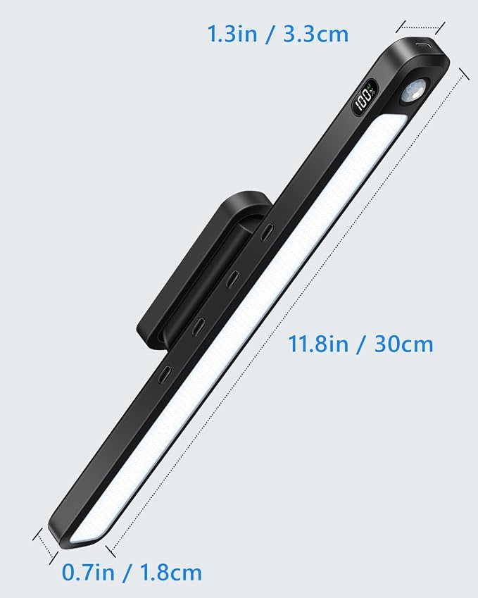 Ferswe 3W Motion Sensor Rechargeable Light Bar with Remote, Eye-Friendly Closet Lights with Battery Display, 2000mAh Makeup Lighting, Magnetic Light Bar for Cabinet, Closet, Bathroom and Desk