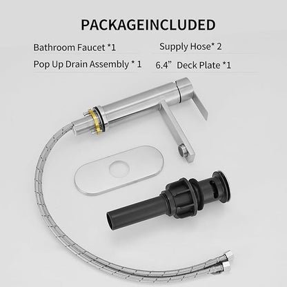 Brushed Nickel Bathroom Faucet Single Hole Single Handle Vanity Faucet Modern Sink RV Bathroom Faucet with Pop-up Drain for 1 - or 3 Hole Sink (Brushed Nickel)
