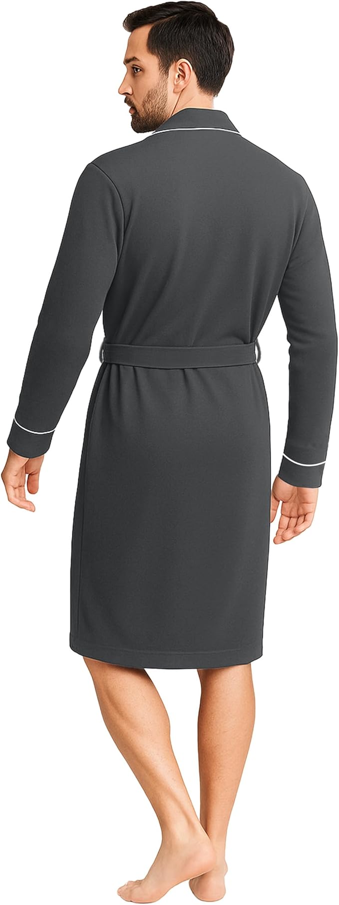Cotton Blend Lightweight Knit Robe for Men Soft Loungewear Bathrobe