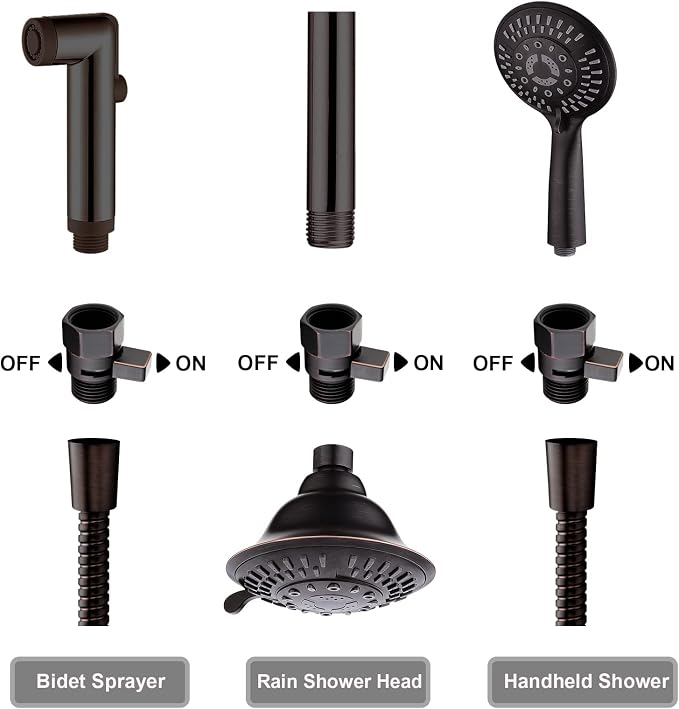 BRIGHT SHOWERS Water Flow Control Valve, Brass Shower Head Water Valve with Handle Lever, Flow Regulator Water-Saver Volume, Oil-Rubbed Bronze