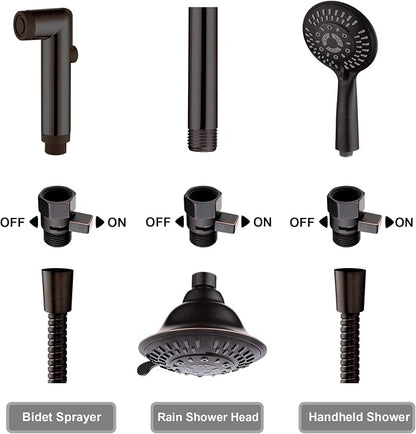 BRIGHT SHOWERS Water Flow Control Valve, Brass Shower Head Water Valve with Handle Lever, Flow Regulator Water-Saver Volume, Oil-Rubbed Bronze
