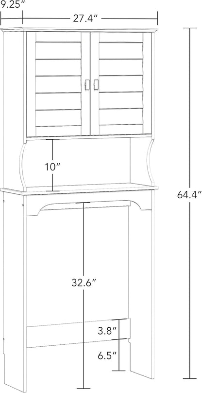 RiverRidge Brookfield Over the Toilet Spacesaver Medicine Cabinet, White | Bathroom Storage, Adjustable Shelves, Plantation-Style Shutter Doors, Rectangular Handles, Linen Storage Cabinet Organizer