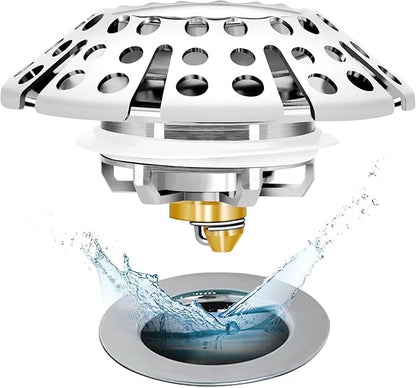 Anlige Bathtub Drain Stopper, Pop Up Tub Stopper with Hair Catcher, Bathtub Plug and Cover with Strainer, Universal for 1.5 to 1.8in Tub Drain