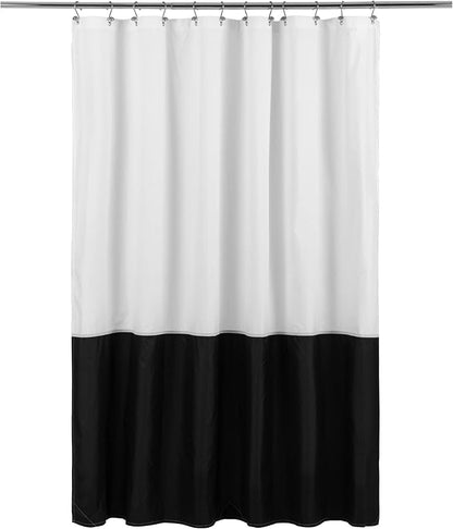 ALYVIA SPRING Waterproof Fabric Shower Curtain or Liner Black/White, 72x72 | 3 Magnets, Soft Cloth & Hotel Quality, Machine Washable, Light-Weight, Standard Size