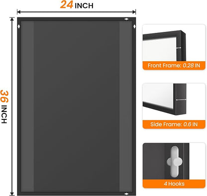 Bathroom Vanity Mirror for Wall 2Pack 36"x24" Bathroom Mirror for Over Sink | HD Shatterproof Glass, Rectangular Metal Frame, Horizontally or Vertically, Mirror for Bathroom, Living Room, Entryway(Black)