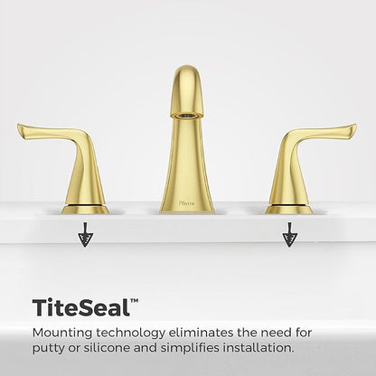 Pfister Willa Bathroom Sink Faucet, 8-Inch Widespread, 2-Handle, 3-Hole, NSF Certified, Brushed Gold Finish, LF049MALBG