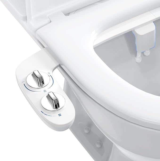 Bidet Attachment for Toilet, Non-Electric Dual Nozzle Bidet Sprayer with Adjustable Water Pressure, Cold Water Toilet Seat Attachment for Feminine and Personal Hygiene