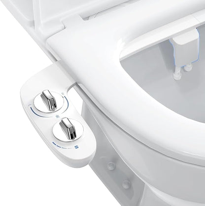 Bidet Attachment for Toilet, Non-Electric Dual Nozzle Bidet Sprayer with Adjustable Water Pressure, Cold Water Toilet Seat Attachment for Feminine and Personal Hygiene