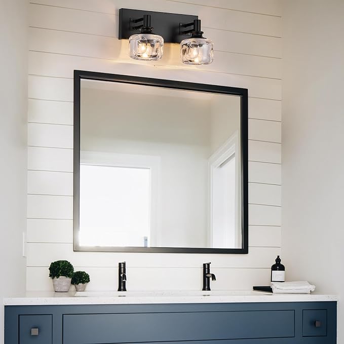 Farmhouse Vanity Light Fixtures 2-Light Bathroom Vanity Light Black Vanity Lights for Bathroom(13.3inches in Length)