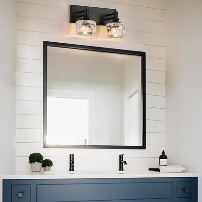 Farmhouse Vanity Light Fixtures 2-Light Bathroom Vanity Light Black Vanity Lights for Bathroom(13.3inches in Length)