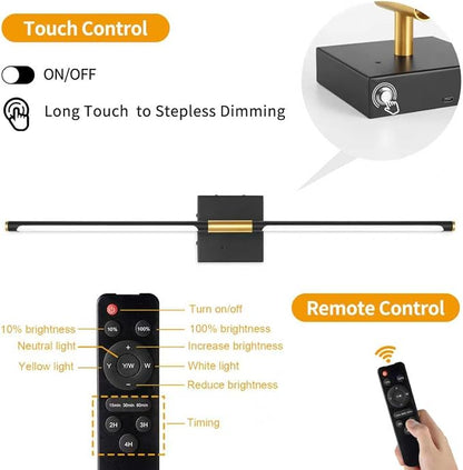 10000mAh Battery Operated Wall Sconces Set of 2, 3 Color Dimmable Rechargeable Wall Light with Remote, 30 Inch Black Gold Wireless Sconces Wall Decor with Timer Function for Living Room, Bedroom, TV