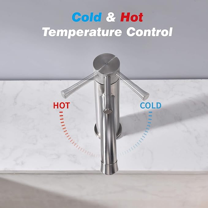 Brushed Nickel Bathroom Faucet,with Splash Sprayer Extender Aerator,Single Handle Vanity Sink,for Vanity Farmhouse and RV