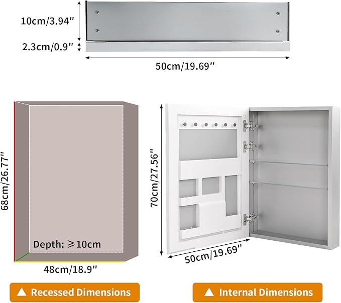 LUVODI Bathroom Cabinet with Mirror: Wall Vanity Cabinets Medicine Storage Shelves