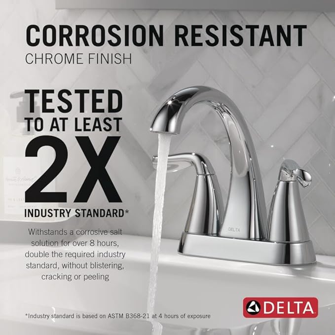 Delta Arvo Centerset Bathroom Faucet, Chrome 2-Handle Bathroom Faucet, Delta Bathroom Sink Faucet, Chrome 3-Hole Bathroom Faucet, Chrome 25840LF