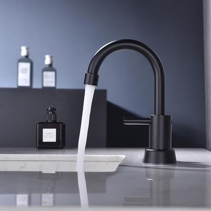 Matte Black Bathroom Faucet 2 or 3 Hole, 2 Handle 4 Inch Centerset Stainless Steel Bathroom Sink Faucet with Pop up Drain and Supply Lines, Black Faucet for Bathroom, Restroom, Vanity, Rv