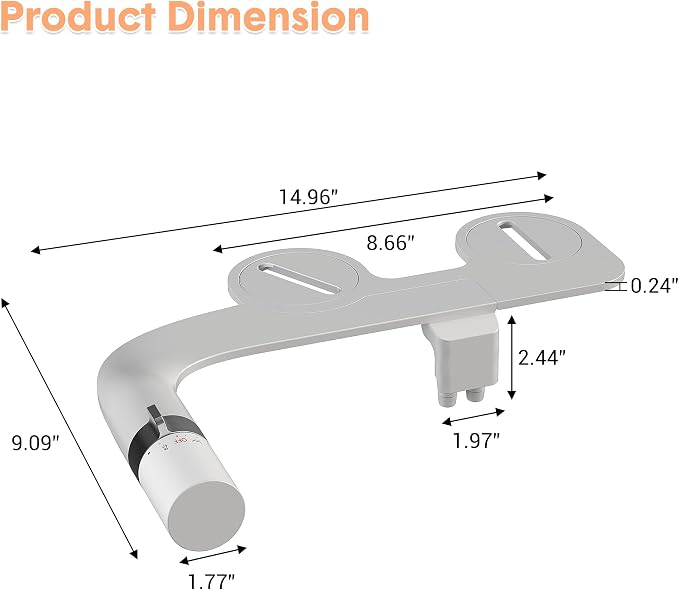 Bidet Attachment for Toilet, Non-Electric Dual Nozzle Bidet Sprayer with Adjustable Water Pressure, Cold Water Toilet Seat Attachment for Feminine and Personal Hygiene