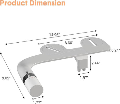 Bidet Attachment for Toilet, Non-Electric Dual Nozzle Bidet Sprayer with Adjustable Water Pressure, Cold Water Toilet Seat Attachment for Feminine and Personal Hygiene