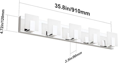 Aipsun Modern 5-Light LED Vanity Light - Dimmable Chrome Bathroom Wall Light Over Mirror (White Light)