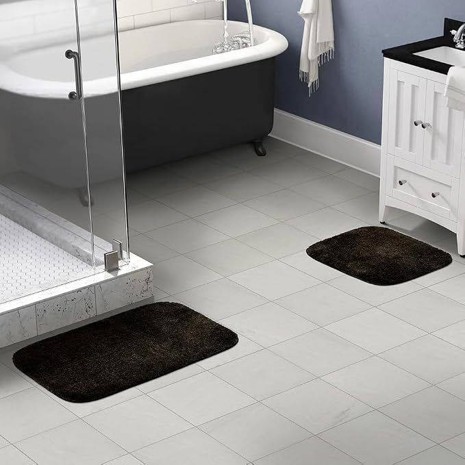 Garland Rug Traditional Nylon Washable Chocolate 2 Bath Rugs (17" X 24", 21" X 34") - Soft, Absorbent, And Stylish for Your Bathroom