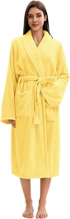 Soft Robe For Women，Warm Plush Bath Robes Female，Spa Towel After Shower Lightweight Long Bathrobe