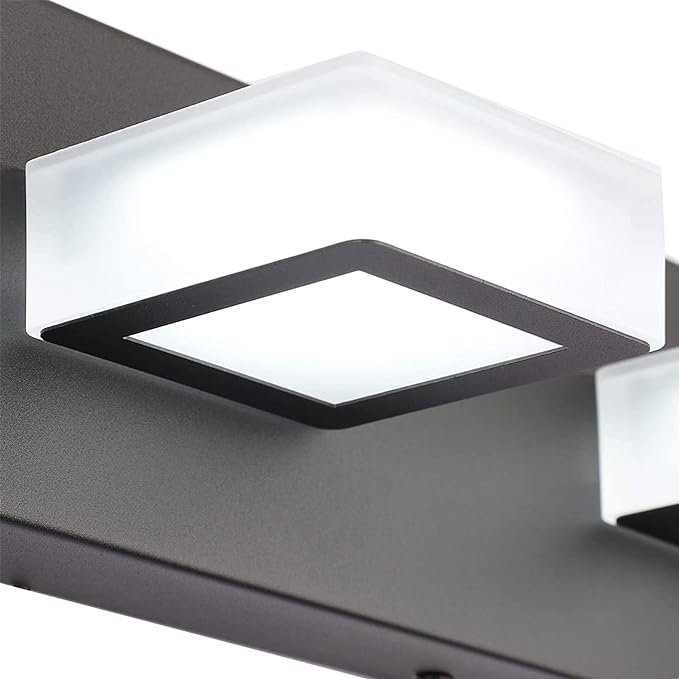 Ralbay 52inch Black Vanity Lights 8 Lights Dimmable 5 Color Temperature Acrylic Modern LED Bathroom Vanity Lighting Fixtures Matte Black