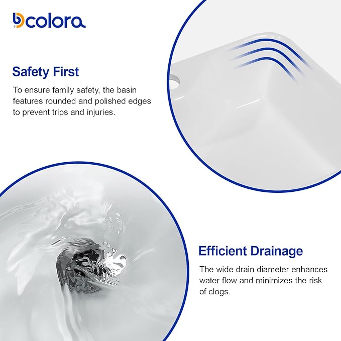 Dcolora 19 In. White Vessel Sink for Bathroom, Rectangular Above Counter Porcelain Ceramic Sink with Black Accessories, 15"D x 19"W x 5"H #DC-SFDOE00086
