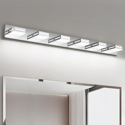 LED Modern Bathroom Light Fixtures, 6-Light 48-Inch Chrome Vanity Lights for Bathroom Lighting Fixtures Over Mirror, 350° Rotatable Acrylic, 6000K Cool White Wall Lamp