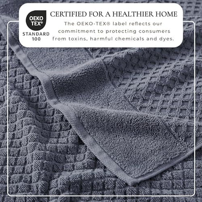 Great Bay Home Hand Towels - 100% Cotton 6 Pack 26x16 Hand Towel Set - Absorbent, Durable, Quick-Dry Towels for Bathroom (Chambray Blue)