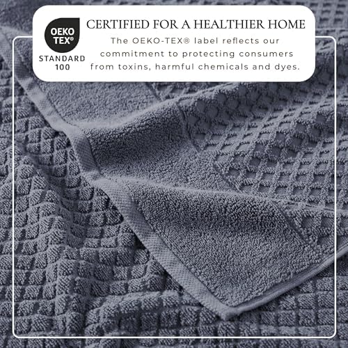 Great Bay Home Oversized Bath Sheets - 100% Cotton 2 Pack 68x35 Extra Large Towel - Absorbent, Durable, Quick-Dry Towels for Bathroom (Chambray Blue)