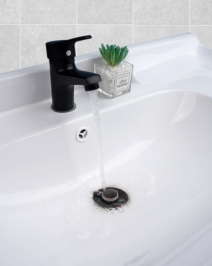Hibbent All Metal Universal Bathroom Sink Stopper for 1.1''~2.3'' Basin, Pop Up Sink Drain Strainer, Brass Bullet Core Push Type Stopper, Stainless Steel Anti Clogging Drain Filter, Oil-Rubbed Bronze