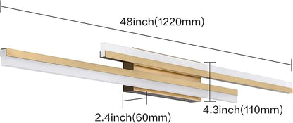 PRESDE 48" LED Vanity Light Bar, Modern Brushed Gold Bathroom Light Fixtures Over Mirror