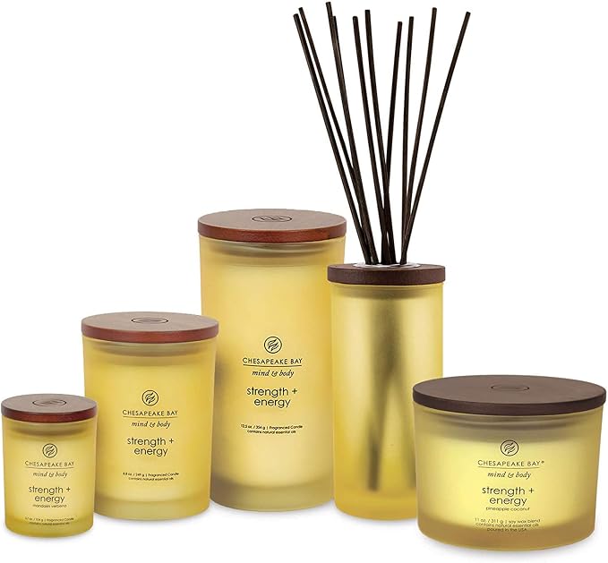 Chesapeake Bay Candle Scented Candle Strength + Energy (Pineapple Coconut) Medium Home Décor, 8.8oz (Pack of 4)