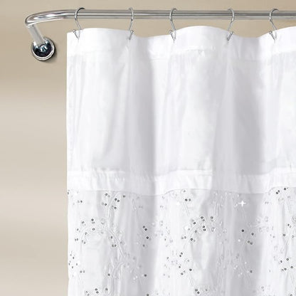 Lush Decor Maria Shower Curtain, 72" x 72", White & Silver