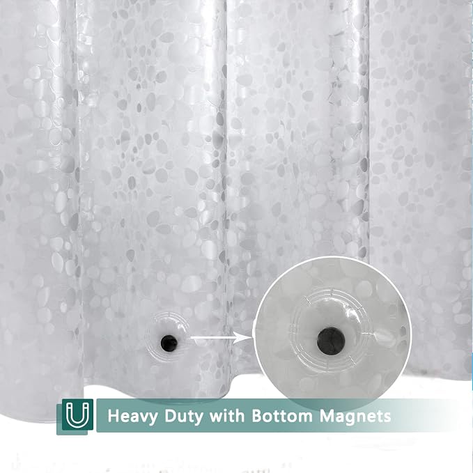 Clear Shower Curtain Liner, 100% Waterproof EVA 3D Shower Curtains with 3 Duty Heavy Bottom Magnets and 12 Rust Proof Grommets, 72x72 Weighted Shower Liner for Shower Stall, Bathtubs