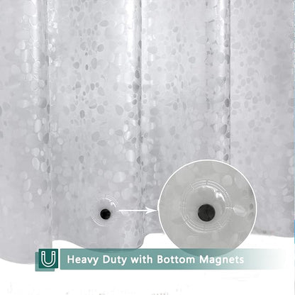 Clear Shower Curtain Liner, 100% Waterproof EVA 3D Shower Curtains with 3 Duty Heavy Bottom Magnets and 12 Rust Proof Grommets, 72x72 Weighted Shower Liner for Shower Stall, Bathtubs