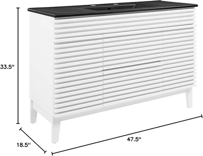 Modway Render 48" Single Bathroom Vanity in White Black