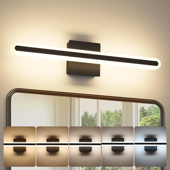 Modern Bathroom Black Vanity Light, 5CCT Dimmable Bathroom Light Bar | LED Vanity Lights Above Mirror 23.6 Inch 20W Makeup Mirror Lights
