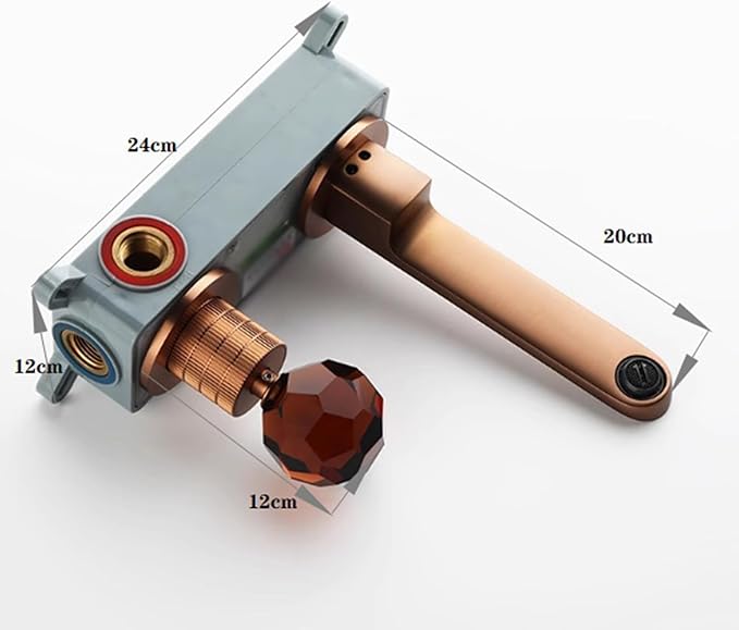 BiaoTeng Concealed Wall Mounted Faucet Bathroom Brass Hot and Cold Bathroom Vanity for Wall Mounted Faucet Brushed Rose Gold
