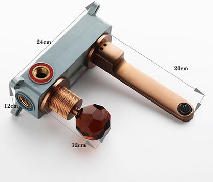 BiaoTeng Concealed Wall Mounted Faucet Bathroom Brass Hot and Cold Bathroom Vanity for Wall Mounted Faucet Brushed Rose Gold