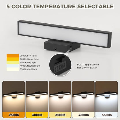 Joosenhouse Black Vanity Light for Bathroom 5CCT Dimmable LED Bath Light | Modern Bathroom Light Bar for Makeup Mirror 16.53 Inch 16W