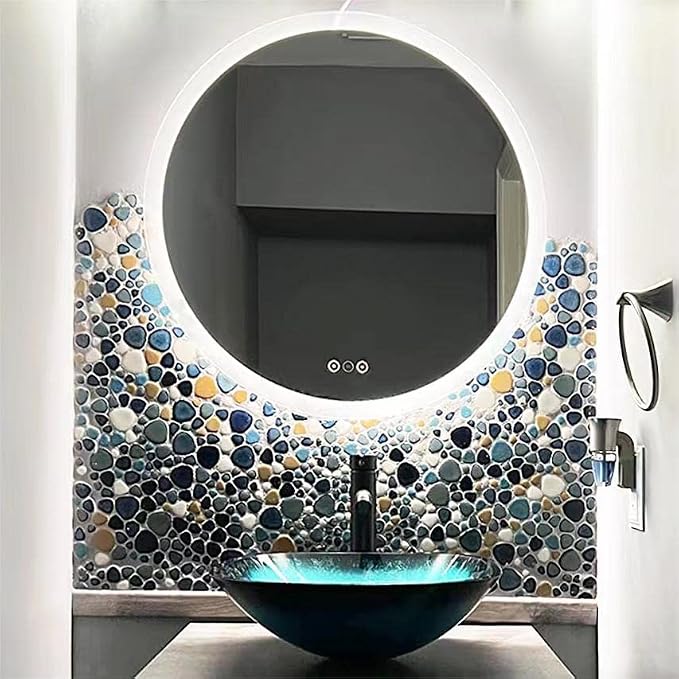 Pebble Tile for Shower Floor Aqua Cobalt Blue Mosaic Backsplash Tiles (5 Sheets)