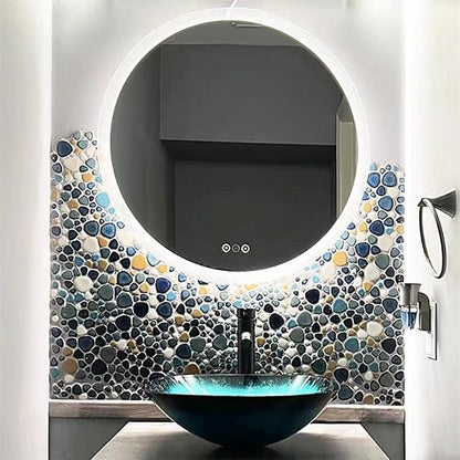 Pebble Tile for Shower Floor Aqua Cobalt Blue Mosaic Backsplash Tiles (5 Sheets)