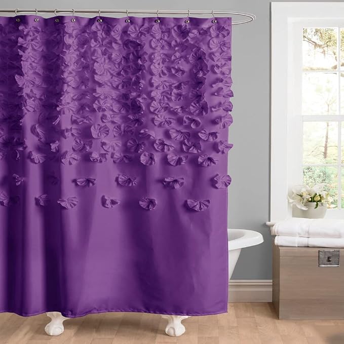 Lush Decor Lucia Shower Curtain 72" W x 72" L, Blush - Bathroom Curtain - Coquette Decor - Flower Shower Curtains - Pink Fabric Shower Curtains